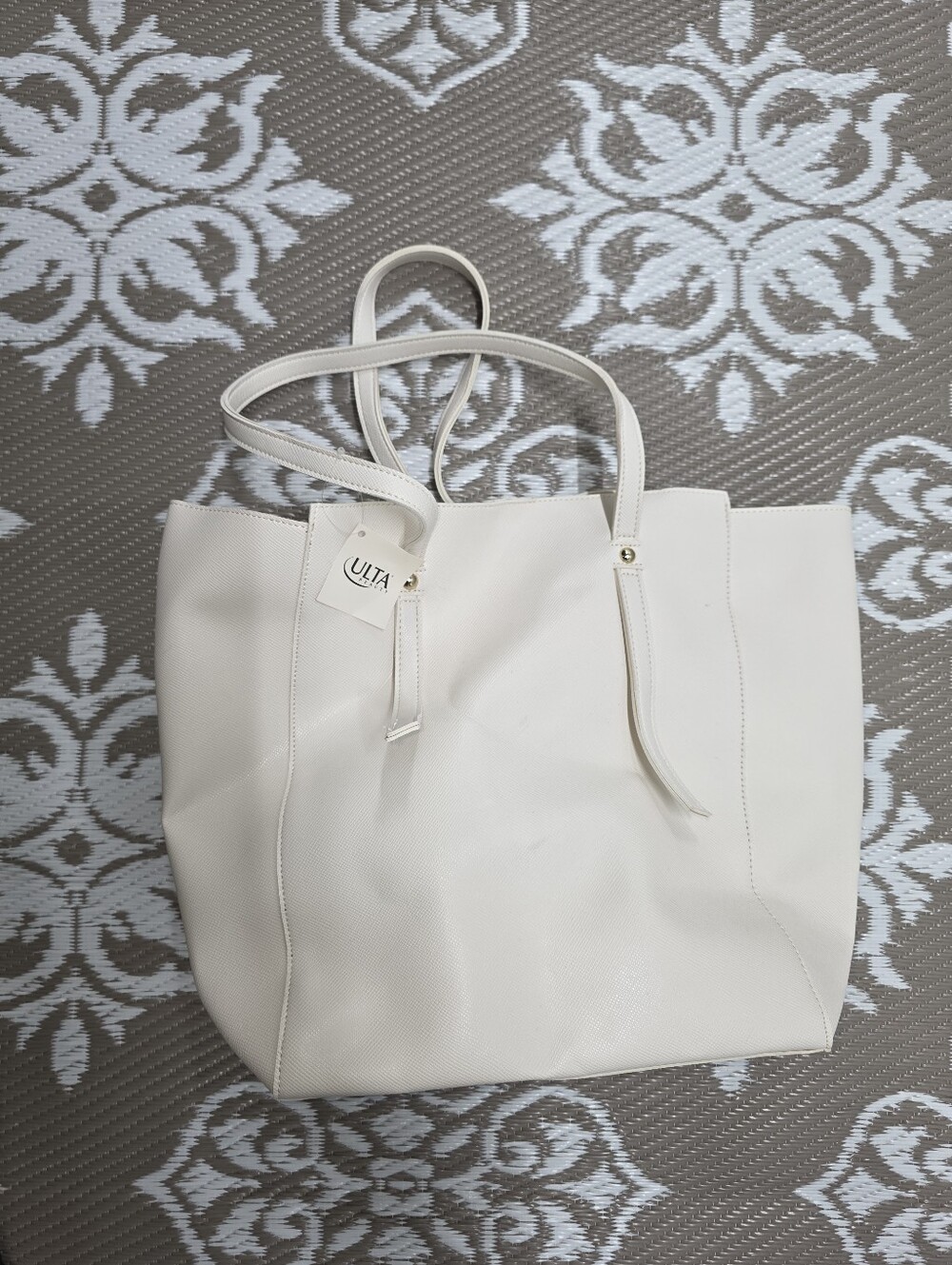 Ulta Beauty Cream Tote Bag with Slim Shoulder Straps